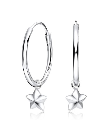 Twinkling Star Silver Hoop Earring HO-1655